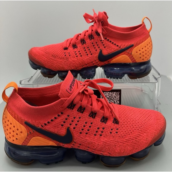 Nike Air VaporMax 2 Flyknit Running Shoes, Red Orbit/Obsidian Mens Size 8 - Picture 1 of 11